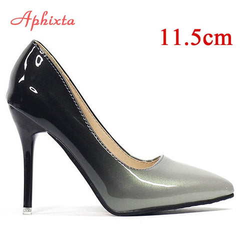 Pointed Toe Women Thin Heel Shoes 10cm Heels Pointed Toe Patent Leather