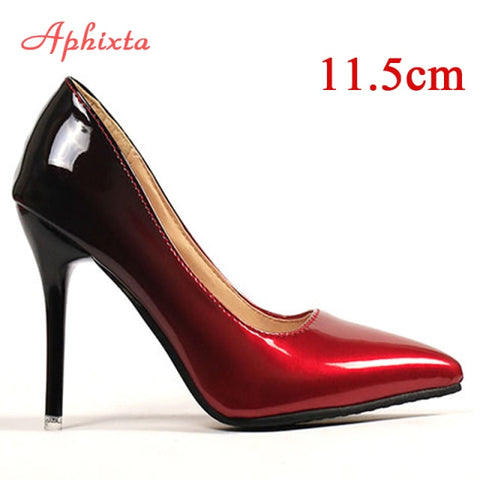 Pointed Toe Women Thin Heel Shoes 10cm Heels Pointed Toe Patent Leather