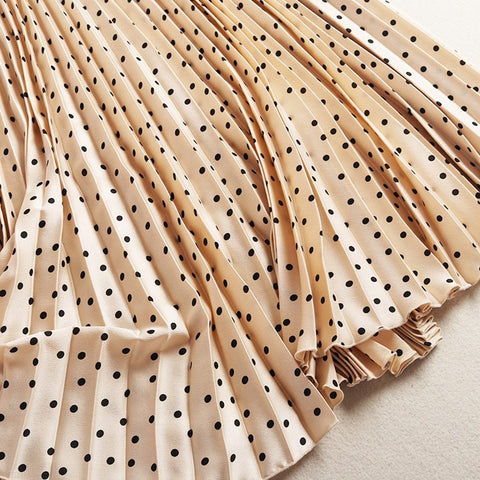 Fashion Boho Elastic Waist Pleated Vintage Solid  Slim Casual Long Skirt