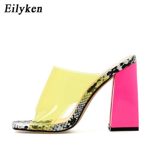 PVC Transparent Leopard grain Ladies Slippers Fashion Party High heels
