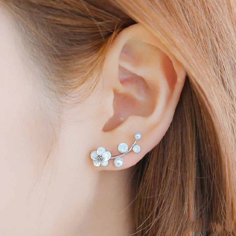 Crystal Flower Stud Earrings  Rhinestones