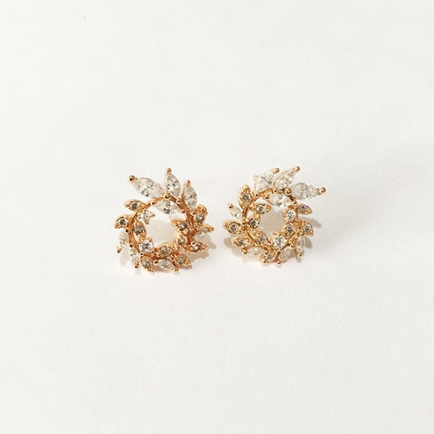 Silver Round Rhinestone Stud Earrings Jewelry