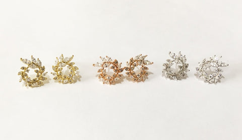 Silver Round Rhinestone Stud Earrings Jewelry