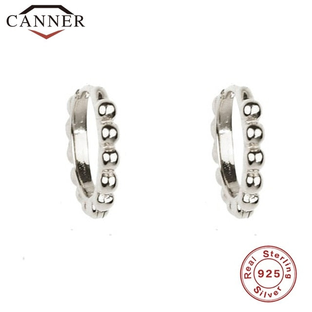 Minimalist 925 Sterling Silver Ear Buckle Bead Small Circle Earrings