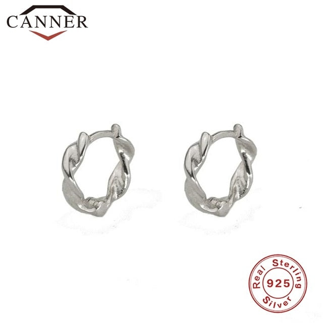 Minimalist 925 Sterling Silver Ear Buckle Bead Small Circle Earrings