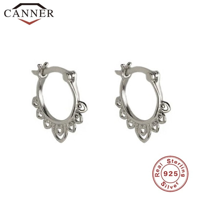 Minimalist 925 Sterling Silver Ear Buckle Bead Small Circle Earrings