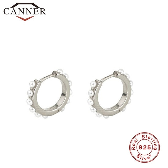 Minimalist 925 Sterling Silver Ear Buckle Bead Small Circle Earrings