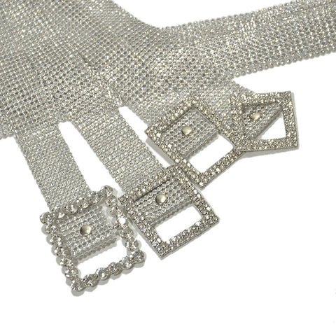 115CM Brilliant Belt Waist Chain 10 Rows Full Diamond Rhinestone Crystal Belt
