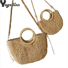 Straw Handbags Vintage Casual Shoulder Women Tote Bags