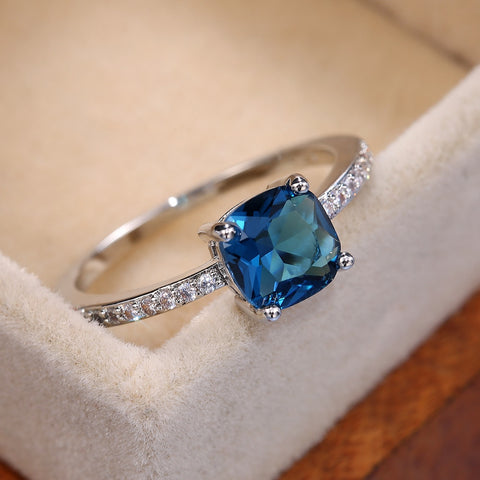 Square Blue Series Stone Simple Minimalist Jewelry Rings