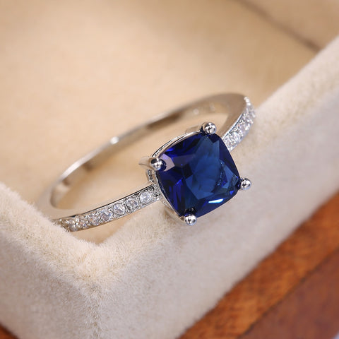 Square Blue Series Stone Simple Minimalist Jewelry Rings