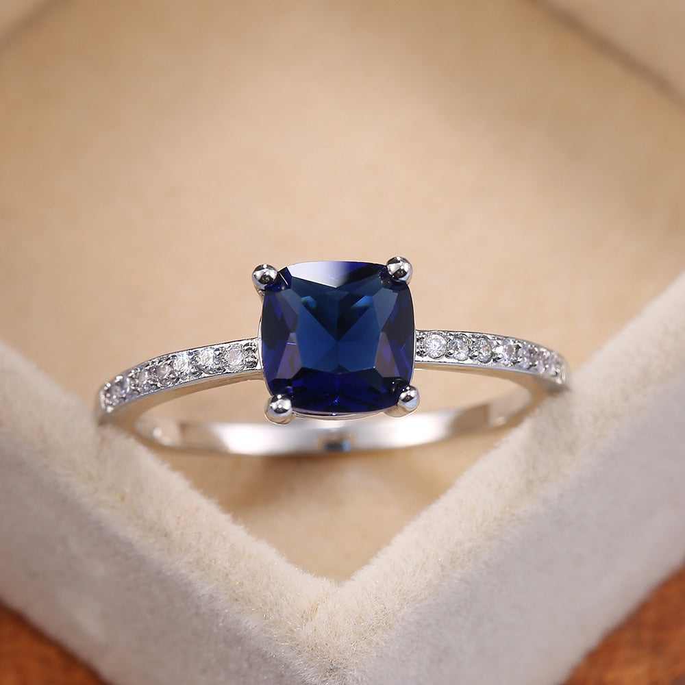 Square Blue Series Stone Simple Minimalist Jewelry Rings