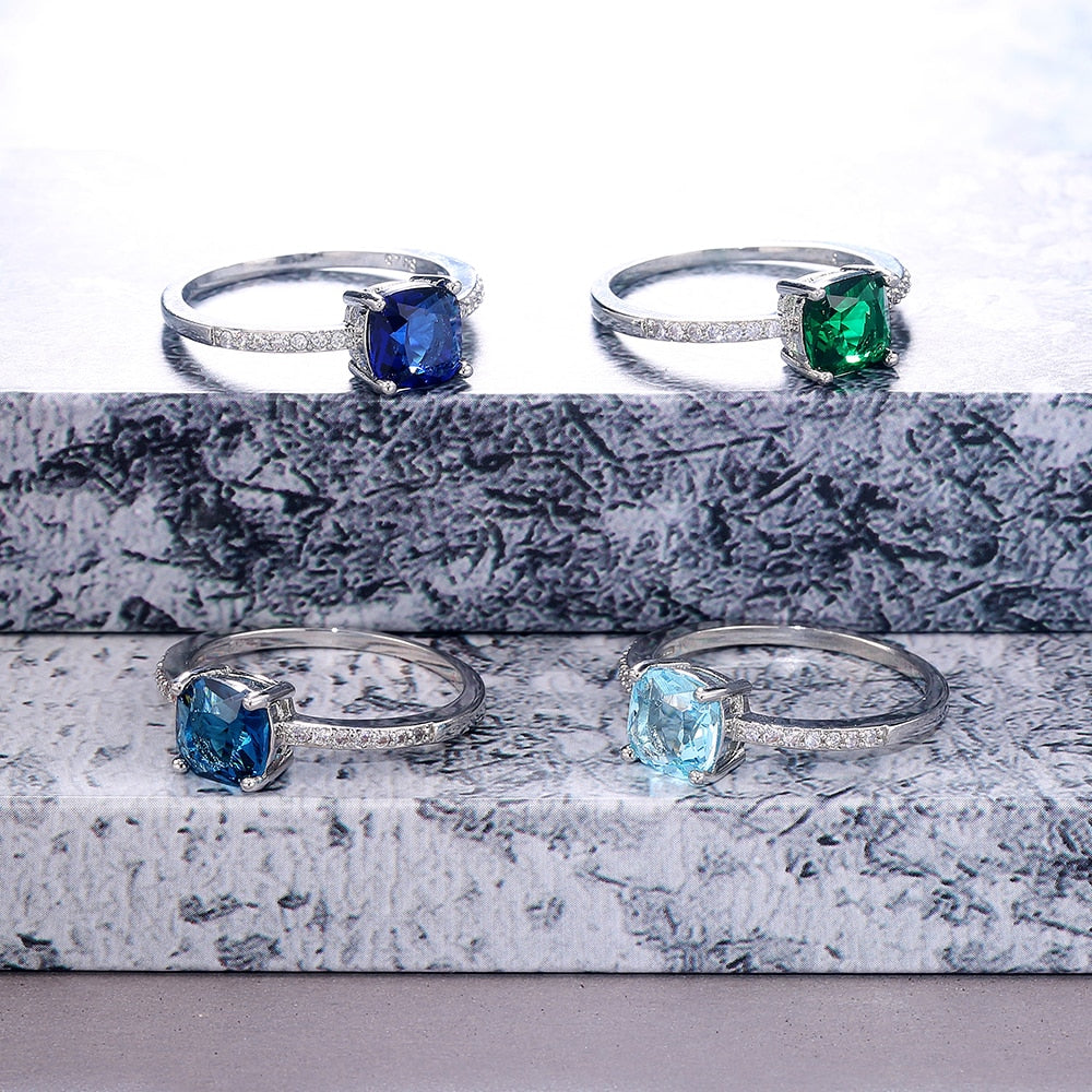 Square Blue Series Stone Simple Minimalist Jewelry Rings