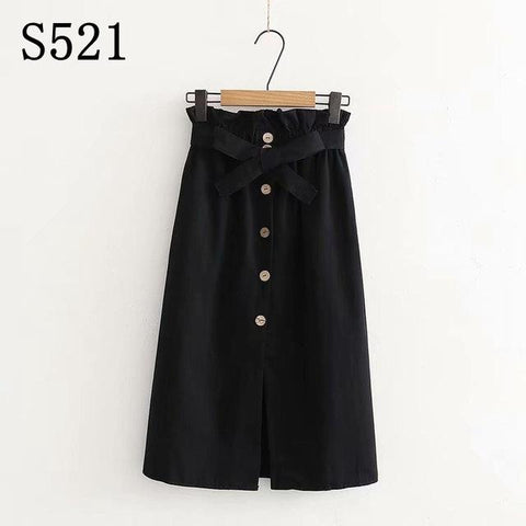 High Waist Cotton Casual A Line Skirt Pocket Lace up