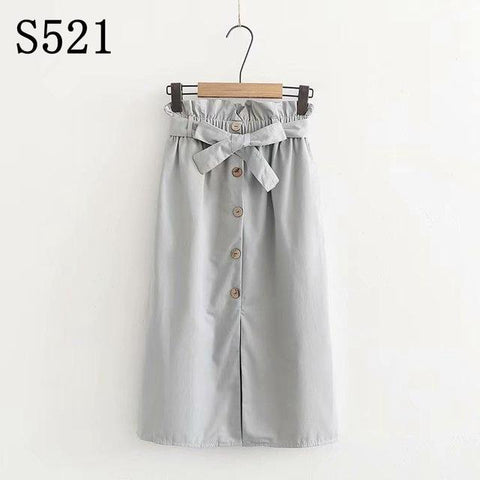 High Waist Cotton Casual A Line Skirt Pocket Lace up