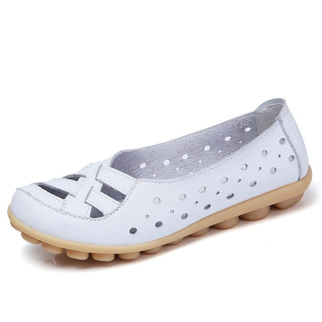 Women Flats Genuine Leather Casual Flat Ballet Loafers Shoes