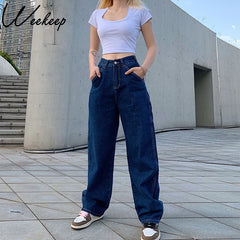 Retro Straight Pachwork Large Pocket Wide-leg Jeans