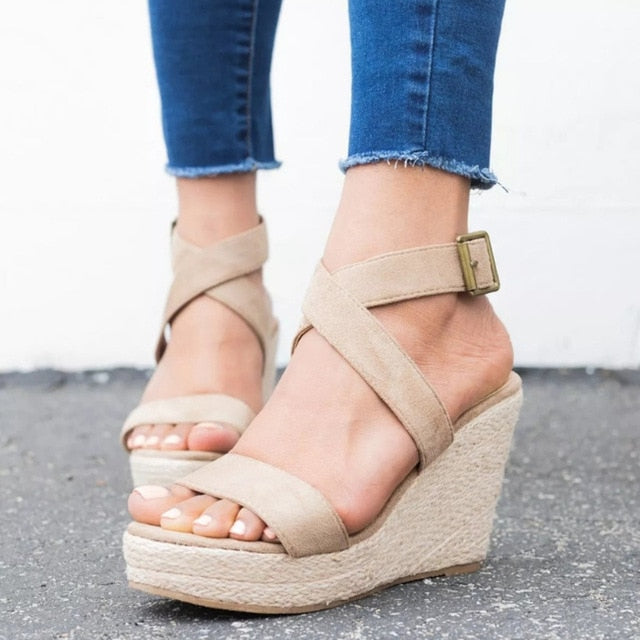 Platform sandals peep toe high heels wedges sandals