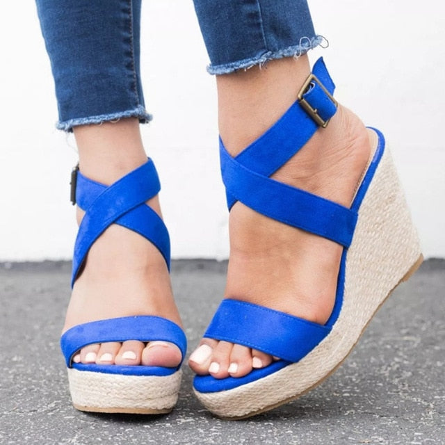 Platform sandals peep toe high heels wedges sandals