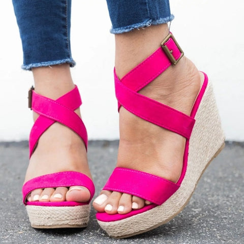 Platform sandals peep toe high heels wedges sandals