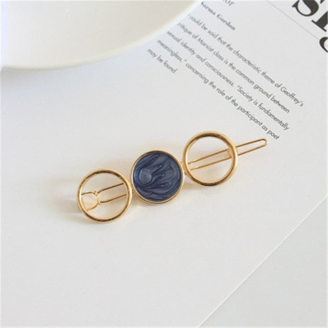 Round Star Hair Clips Vintage Geometric Alloy