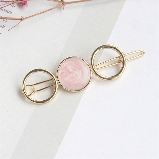 Round Star Hair Clips Vintage Geometric Alloy