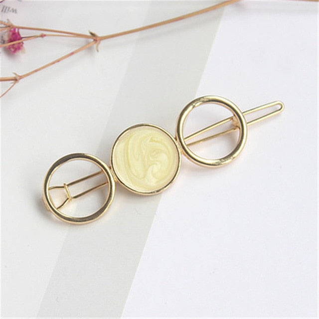 Round Star Hair Clips Vintage Geometric Alloy