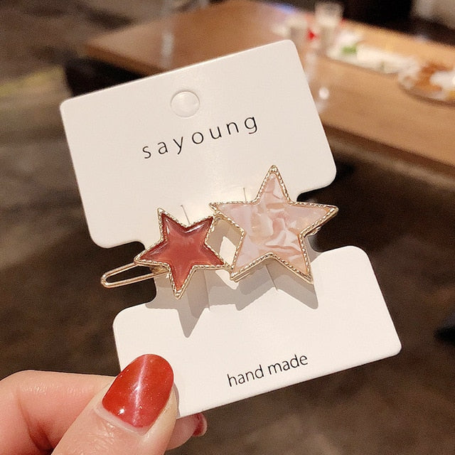 Round Star Hair Clips Vintage Geometric Alloy