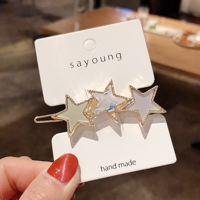 Round Star Hair Clips Vintage Geometric Alloy