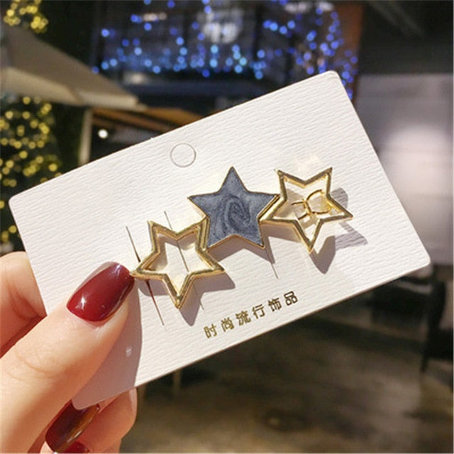 Round Star Hair Clips Vintage Geometric Alloy