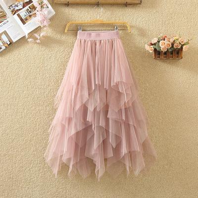 irregular Tulle Skirts Fashion Elastic High Waist Mesh Tutu Skirt ...