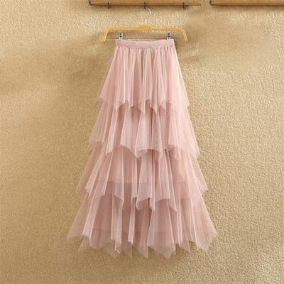 irregular Tulle Skirts Fashion Elastic High Waist Mesh Tutu Skirt ...