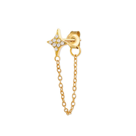 Rainbow Zircon Moon Star Stud Earrings