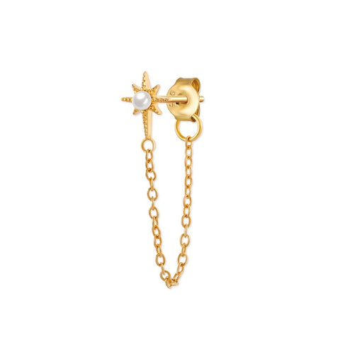 Rainbow Zircon Moon Star Stud Earrings