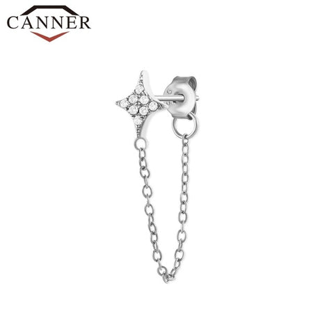 Rainbow Zircon Moon Star Stud Earrings