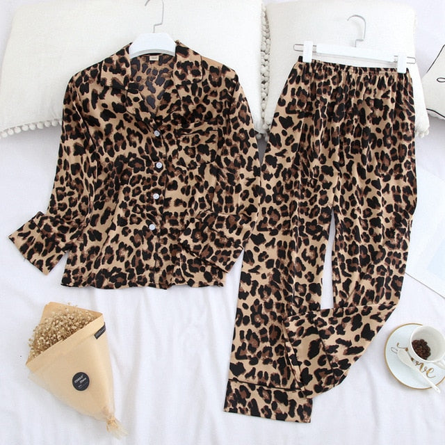 Long Sleeve Pajamas Ice Silk Long Sleeve Trousers Suit