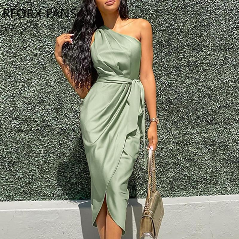 One Shoulder Ruched Design Party Dress  Bodycon Dress