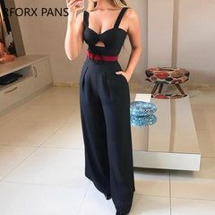 Cut Out Twist Front Wide Leg Jumpsuit Office Lady Casual Look