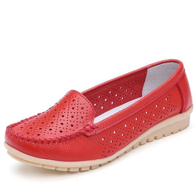 Genuine Leather Cutout Loafers Slip On Ballet Flats Flats Shoes