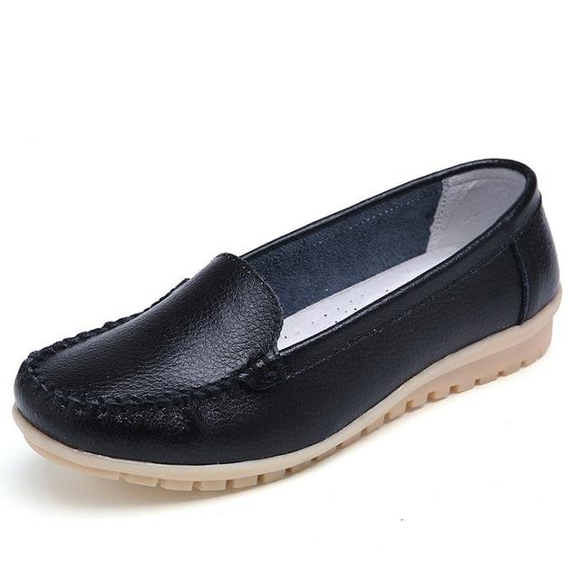 Genuine Leather Cutout Loafers Slip On Ballet Flats Flats Shoes