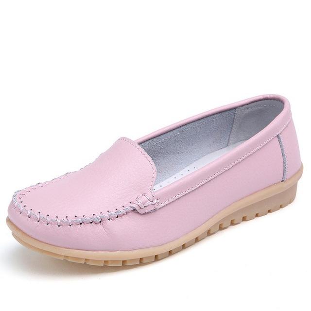 Genuine Leather Cutout Loafers Slip On Ballet Flats Flats Shoes