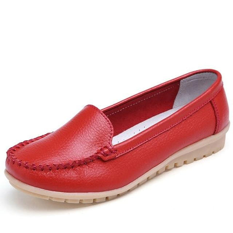Genuine Leather Cutout Loafers Slip On Ballet Flats Flats Shoes