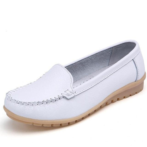 Genuine Leather Cutout Loafers Slip On Ballet Flats Flats Shoes