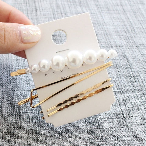 3Pcs/Set Metal Pearls Clips Hairbands Comb