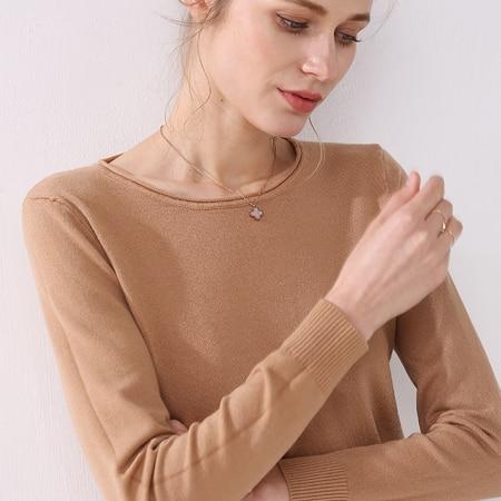 knitting long sleeves curled O-neck collar Casual Solid sweaters