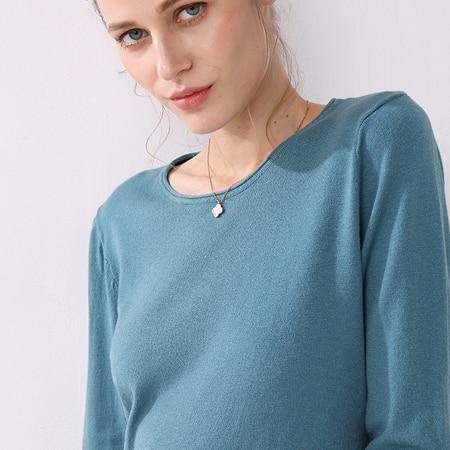knitting long sleeves curled O-neck collar Casual Solid sweaters
