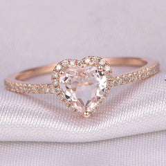 Fashion Rose Gold Crystal Heart Shaped  Rings