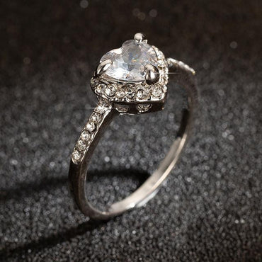Fashion Rose Gold Crystal Heart Shaped  Rings