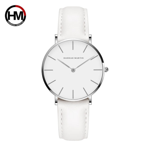 Fashion Watch White Leather Strap Ladies Wrist Watches Brand
