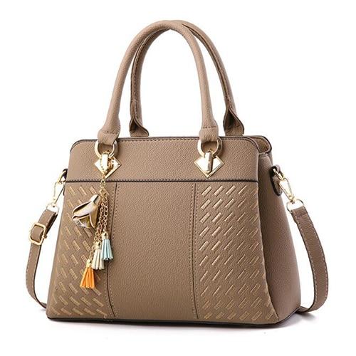 Handbags Tassel PU Leather Totes Top-handle Embroidery Crossbody Bag ...